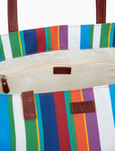 Sacca mare donna righe multicolor e manici in pelle bianco - Gallo 1927 - Official Online Shop