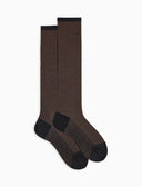 Lange Damensocken aus Baumwolle, schwarz, Twin-Rib-Muster