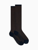 Calze lunghe donna cotone fantasia twin rib blu - Gallo 1927 - Official Online Shop