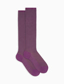 Calze lunghe donna cotone fantasia twin rib viola - Gallo 1927 - Official Online Shop