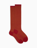 Calze lunghe donna cotone rosso twin rib - Gallo 1927 - Official Online Shop