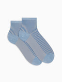Calze cortissime donna poliammide twin rib azzurro con effetto scintillante - Gallo 1927 - Official Online Shop