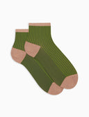 Calze cortissime donna poliammide twin rib verde con effetto scintillante - Gallo 1927 - Official Online Shop