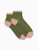 Calze cortissime donna poliammide twin rib verde con effetto scintillante - Gallo 1927 - Official Online Shop