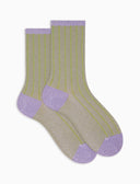 Women's short purple glitter and spaced twin-rib socks