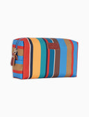 Unisex-Clutch im Kofferformat, mehrfarbig gestreift, hellblau
