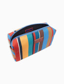 Unisex-Clutch im Kofferformat, mehrfarbig gestreift, hellblau
