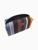 Unisex-Clutch im Kofferformat, mehrfarbig gestreift, grau