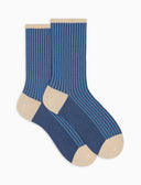 Calze corte donna blu twin rib effetto scintillante