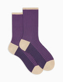 Calze corte donna viola twin rib effetto scintillante