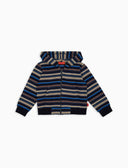 Felpa con cappuccio bambino pile blu righe multicolor - Gallo 1927 - Official Online Shop
