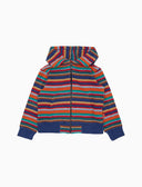 Felpa con cappuccio bambino pile azzurro righe multicolor