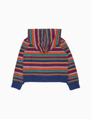 Felpa con cappuccio bambino pile azzurro righe multicolor