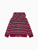 Felpa con cappuccio bambino pile rosa righe multicolor