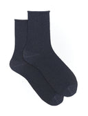 Calze corte donna lurex oltremare tinta unita