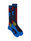 Calcetines largos de esquí unisex azules con estampado de chevrón