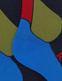 Calcetines largos de esquí unisex azules con estampado de chevrón