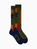 Calze lunghe da sci unisex verde fantasia chevron - Gallo 1927 - Official Online Shop