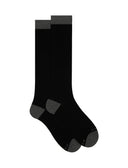 Calze lunghe uomo cotone nero tinta unita con contrasti - Gallo 1927 - Official Online Shop