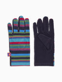Herren-Fleecehandschuhe in Blau mit Multicolor-Streifen