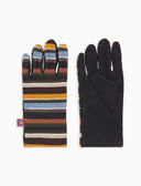 Guantes de hombre de forro polar grises con rayas multicolor
