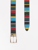 Cintura accorciabile uomo pelle verde foresta righe multicolor - Gallo 1927 - Official Online Shop