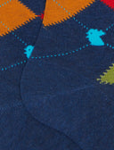 Calze lunghe uomo cotone blu fantasia intarsio - Gallo 1927 - Official Online Shop