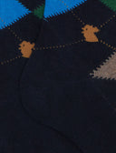 Calze lunghe uomo cotone blu fantasia intarsio - Gallo 1927 - Official Online Shop