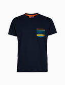 T-shirt uomo cotone tinta unita e taschino multicolor blu - Gallo 1927 - Official Online Shop
