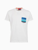 T-shirt uomo cotone tinta unita e taschino multicolor bianco - Gallo 1927 - Official Online Shop