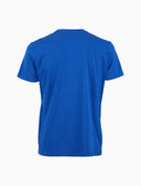 Herren-T-Shirt aus einfarbiger Baumwolle mit mehrfarbiger Brusttasche, blau