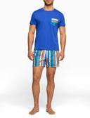 T-shirt uomo cotone tinta unita e taschino multicolor blu - Gallo 1927 - Official Online Shop
