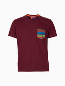 T-shirt uomo cotone tinta unita e taschino multicolor bordò - Gallo 1927 - Official Online Shop