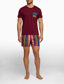 T-shirt uomo cotone tinta unita e taschino multicolor bordò - Gallo 1927 - Official Online Shop