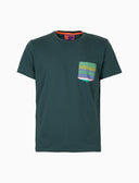 T-shirt uomo cotone tinta unita e taschino multicolor verde - Gallo 1927 - Official Online Shop