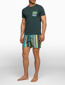 T-shirt uomo cotone tinta unita e taschino multicolor verde - Gallo 1927 - Official Online Shop