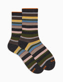 Calze corte donna cotone caldo nere effetto scintillante righe multicolor