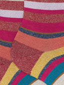 Calze corte donna cotone rosso righe multicolor effetto scintillante - Gallo 1927 - Official Online Shop