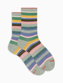 Calze corte donna cotone verde righe multicolor effetto scintillante - Gallo 1927 - Official Online Shop