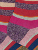 Calze corte donna cotone caldo viola effetto scintillante righe multicolor