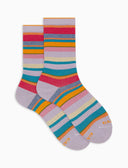 Calze corte donna cotone righe multicolor lurex viola - Gallo 1927 - Official Online Shop