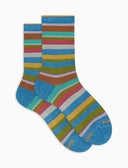 Calze corte donna cotone righe multicolor lurex blu - Gallo 1927 - Official Online Shop