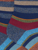Calze corte donna cotone blu righe multicolor effetto scintillante - Gallo 1927 - Official Online Shop