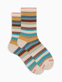 Calze corte donna cotone beige righe multicolor effetto scintillante - Gallo 1927 - Official Online Shop