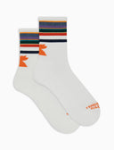 Calze corte uomo spugna di cotone e fascia righe multicolor bianco - Gallo 1927 - Official Online Shop