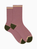 Women's short beige warm cotton and glitter socks with Windsor stripes