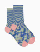 Calze corte donna cotone verde righe windsor effetto scintillante - Gallo 1927 - Official Online Shop