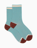 Calze corte donna cotone beige righe windsor effetto scintillante - Gallo 1927 - Official Online Shop