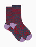 Calze corte donna cotone caldo blu effetto scintillante righe windsor