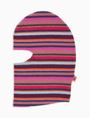 Children's pink fleece balaclava, Multicolor stripes